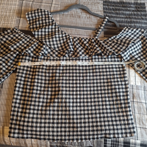 Express EUC Gingham one shoulder strap blouse L - Picture 2 of 6